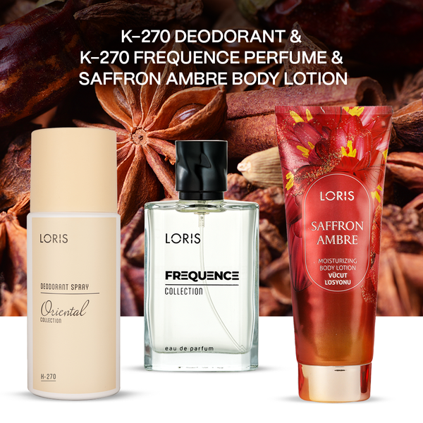 K-270 Women's Perfume & K-270 Deodorant & Saffron Ambre Lotion