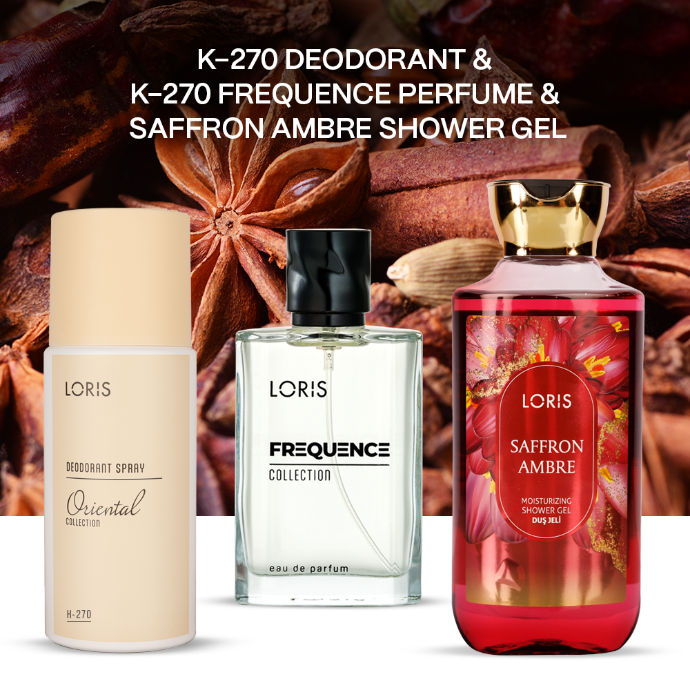 K-270 Women's Perfume & K-270 Deodorant & Saffron Ambre Shower Gel