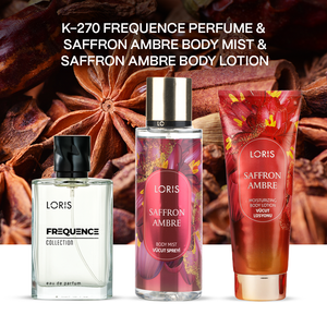 K-270 Women's Perfume & Saffron Ambre Body Spray & Saffron Ambre Lotion
