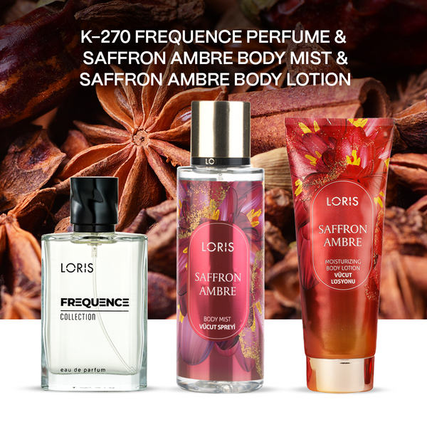 K-270 Women's Perfume & Saffron Ambre Body Spray & Saffron Ambre Lotion